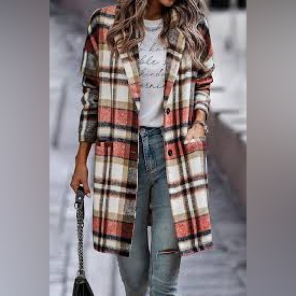 Plaid thin coat size medium oversized